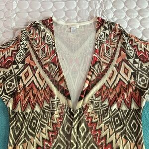Chicos Open Cardi Aztec print